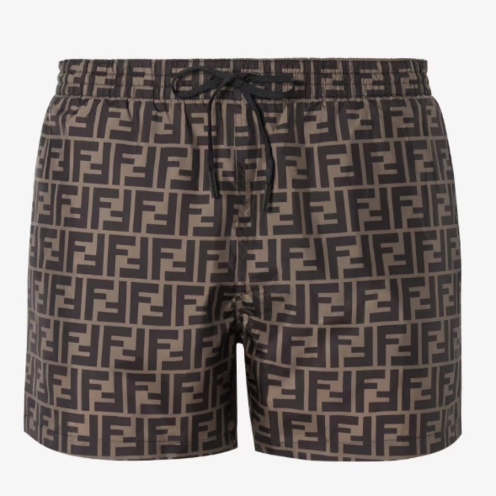 Fendi Brown and Black Logo Men's Shorts